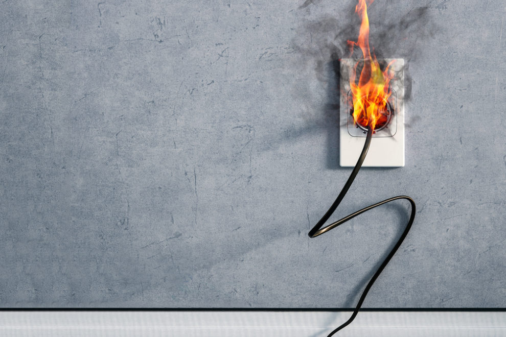 electrical outlet on fire