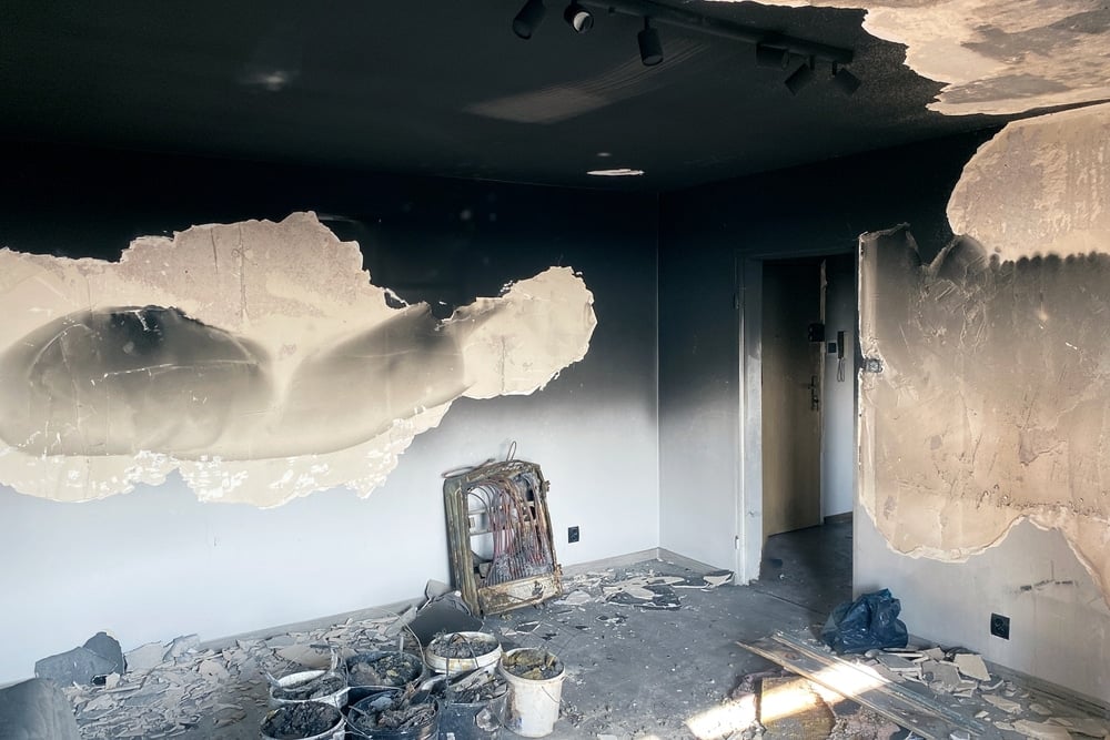 House,After,The,Fire,,Burnt,Room,From,The,Inside residential fire damage